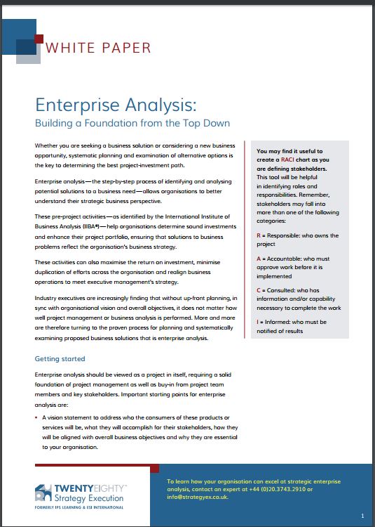 Enterprise Analysis – Building a Foundation from the Top Down